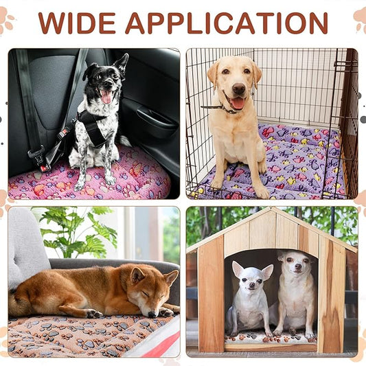 Tuanse 4 Pack Ultra Soft Dog Cat Bed Mat Small Animal Guinea Pig Bed with Cute Print Reversible Fleece Dog Crate Kennel Pad Cozy Washable Thickened Hamster Pet Beds Mat(30 x 22 Inches,Vivid Color)
