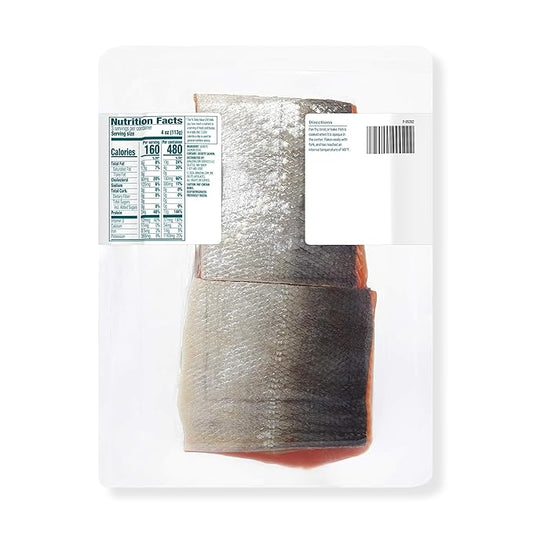 Amazon Grocery, Wild Caught Sockeye Salmon Skin-On Fillet Portions, 12 Oz