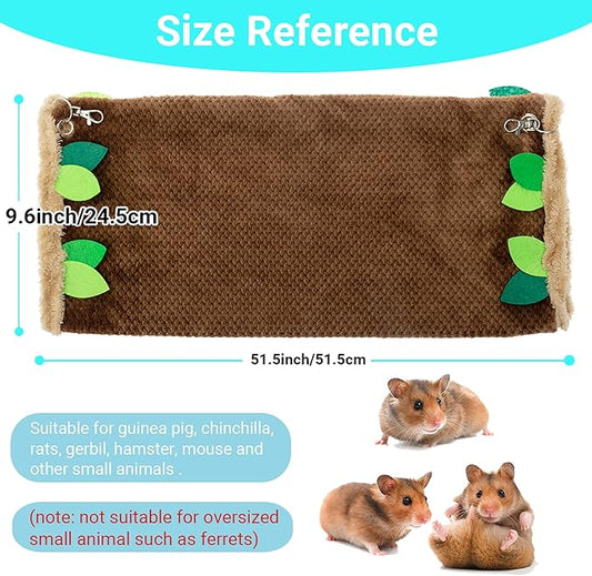 Guinea Pig Tunnel Hammock - Soft Fleece Rat Hammock Hideout for Hamster Ferret Chinchilla Hedgehog Squirrel Small Animals - Swing Pet Hammock House Habitat Cage Accessories for Playing Sleeping