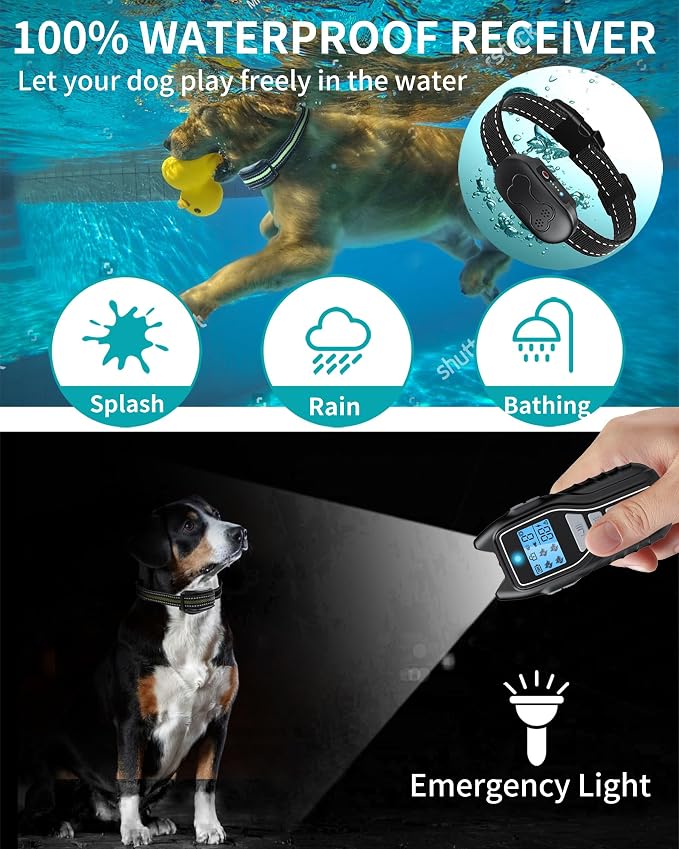 Asrcs Shock Collar for Dogs 2 Dogs (15-120lbs) 2000FT Dog Shock Collar with Remote Control Waterproof Dog Training Collar with Remote 4 Safe Modes Rechargeable Lock Flash Light for All Breeds - BL