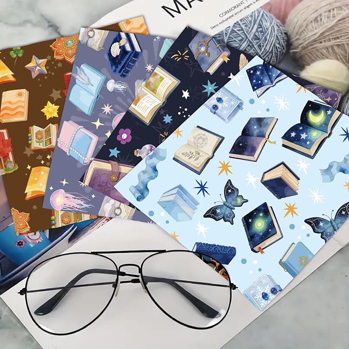 CREATCABIN 6Pcs Glasses Cleaning Cloth Book Microfiber Cleaning Cloths Suede Fiber Glasses Cleaner Wipes Soft Washable Microfiber Reusable for Eyeglasses Camera Lens Laptops Screens Phone 6 x 6 Inch