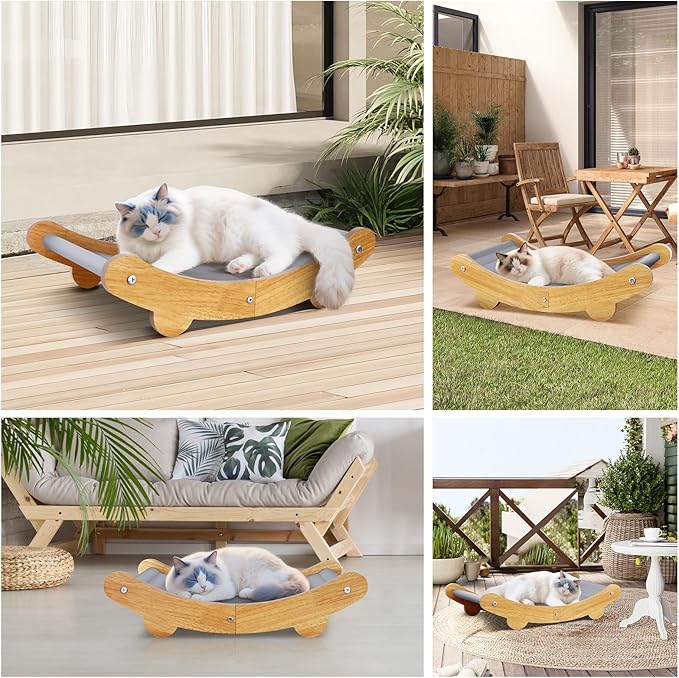 Cooling Cat Bed Hammock,Cats Cooling Mat, Comfort Gel Pet Pad, Indoor Elevated Cat Beds Chair, Curved Design, Pet Mat, Pet Furniture Couch, Wear-Resistant PVC Waterproof Fabric(Grey)