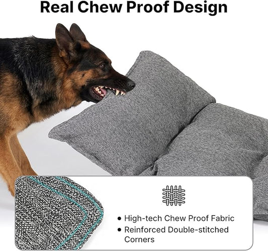 Veehoo Indestructible Dog Bed for Crate, Chew Proof Dog Crate Pad with Reinforced Corners, Medium Washable Chew Resistant Pet Mat for Kennel, 30" x 18"