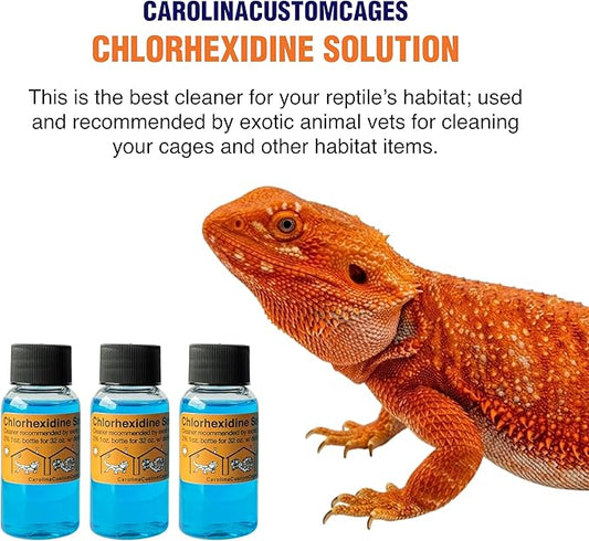 3 Refills of 32 oz Each, Chlorhexidine Solution 2%, Chlorhexidine Cleaning Solution, Chlorhexidine Spray for Reptile Habitats