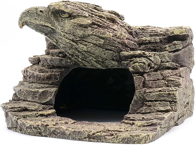 Reptile Rock Basking Platform, Gecko Hide Cave Hiding Place, Snake Cave and Hides for Reptiles, Amphibians, and Small Animals, Lizards (Type-D(Medium))