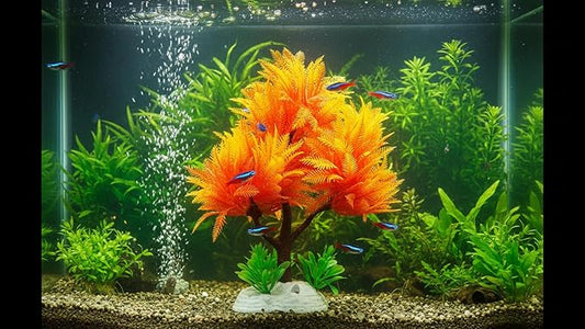 Aquarium Decor Set – Fish Tank Decorations & Accessories with Artificial Aquarium Plants, Shells, Coral Reef Decor, Betta Fish Tank Accessories & Ornaments for Small or Large Fish Tanks