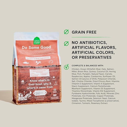 Open Farm, Grain-Free Dry Dog Food for Puppies, Protein-Packed Kibble, Sustainably & Ethically Sourced Ingredients, Non-GMO Veggies & Superfoods, Salmon & Sweet Potato Puppy Recipe, 4lb Bag