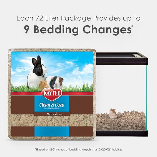 Kaytee Clean & Cozy Natural Paper Bedding, Made for Small Animals, 72 Liters