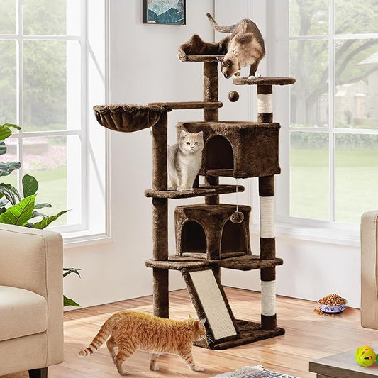 Topeakmart 57in Height Cat Tree Condo Multi-Level Kitten Tower Cat House Furniture