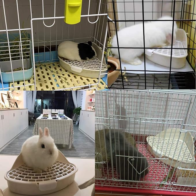 Hamiledyi Triangle Potty Trainer Corner Bunny Toilet Plastic Pet Pan Guinea Pig Litter Bedding Box for Baby Rabbit Guinea Pig Hamster Chinchillas Ferret Small Animals(White)
