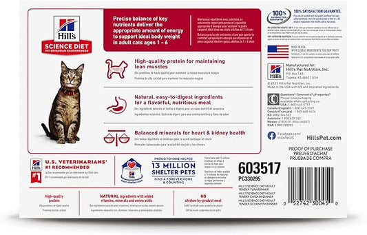 Hill's Science Diet Adult 1-6 Wet Cat Food Variety Pack, Chicken, Tuna, & Ocean Fish, 5.5 oz. Cans, 12-Pack