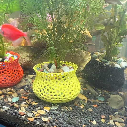 Aquarium Submerged Plant Pot, Underwater Plant Anchor, Fish Tank Aquatic Plante, Aquarium Landscaping Decoration, Decorative Accessories - 2-Piece Set (Red)