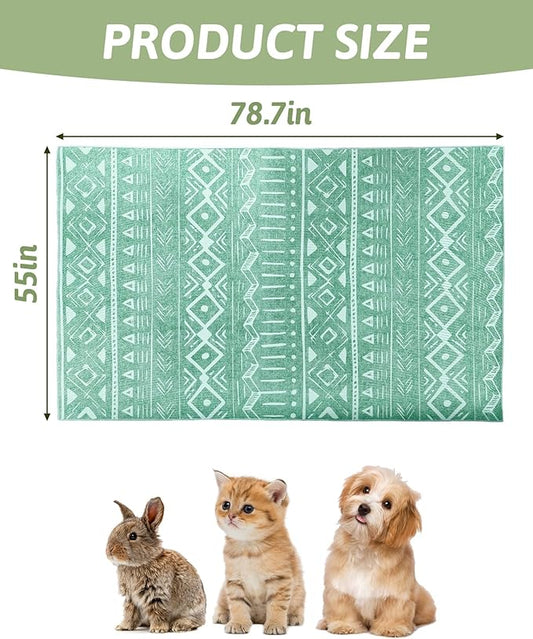 BNOSDM 79" X 55" Washable Bunny Cage Liners Large Rug for Rabbits Large Non Slip Pad for Bunnies Resuable Rabbit Cushion for Chinchillas Cats Guinea Pigs Ferrets Dogs