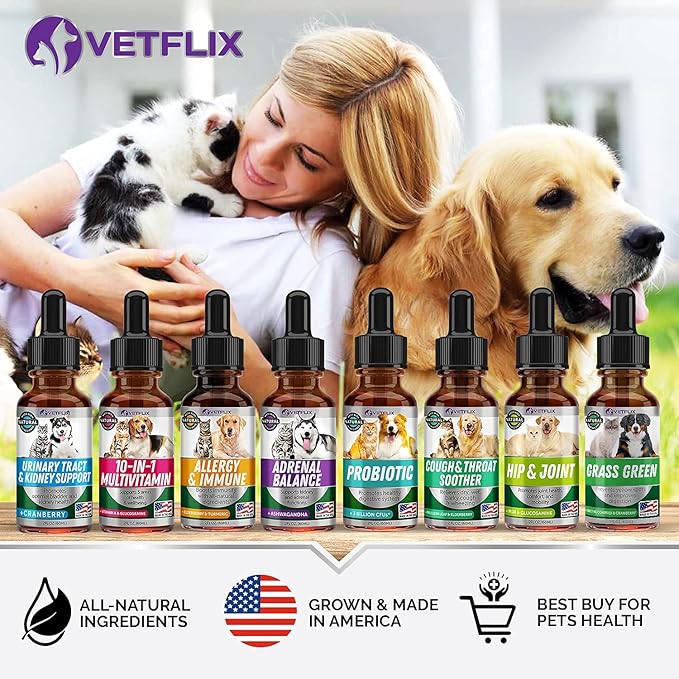 UTI and Kidney Support for Dogs, Cats, Puppies and Kittens – Natural Urinary Tract Supplement with Cranberry – Supports Bladder and Immune Health – Made in USA – 2 Fl Oz