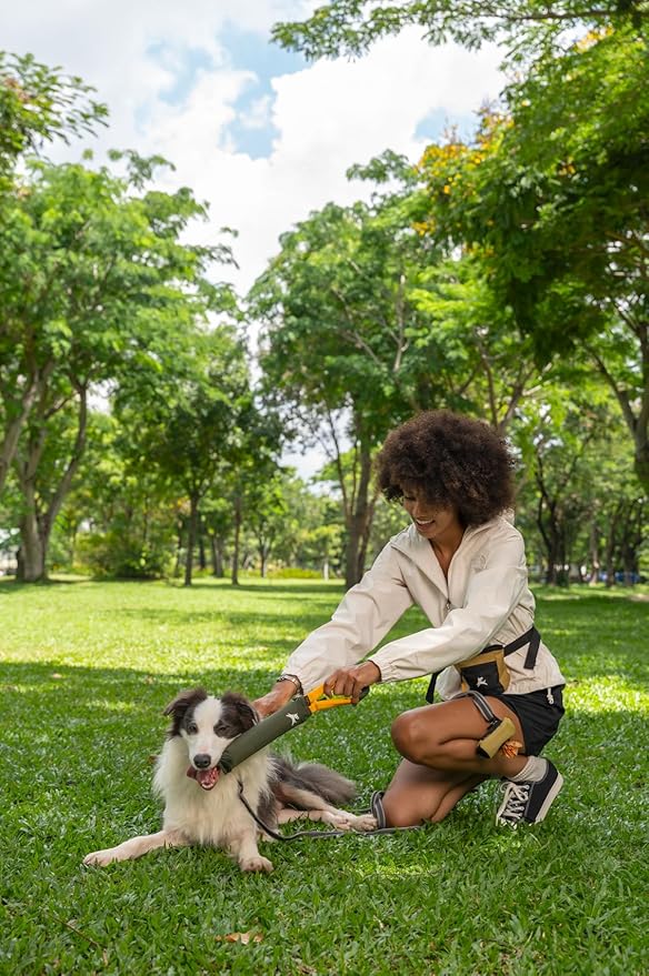 OllyDog Tugger | Durable Dog Tug Toy | Recycled | Tough Dog Bite Pillow | Handle | Interactive Pull Toy | Fetch & Training (Winter Moss)