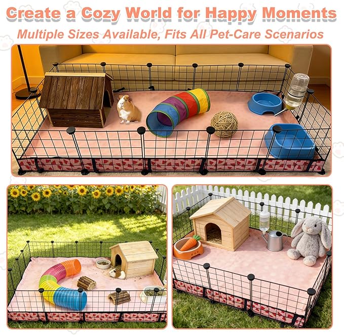 Waterproof Guinea Pig Cage Liners, Washable & Reusable Small Animal Cage Mat, for Rabbit, Hamster, Chinchilla, Hedgehog (Watermelon),C&C 36x48 inches