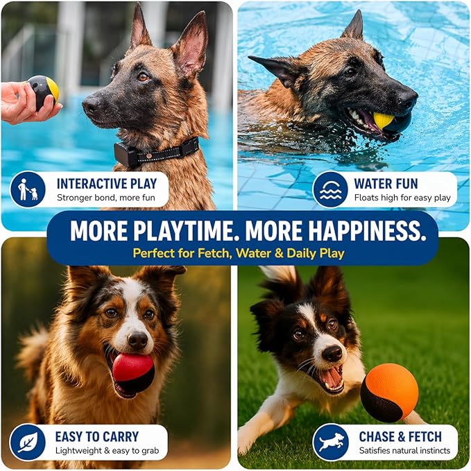 Squeaky Dog Ball for Fetch – Floating Rubber Ball for Water Play, Easy to Spot, Keeps Dogs Engaged, Durable for Pool, Lake & Outdoor Use, 2.7 Inch for Small & Medium Dogs
