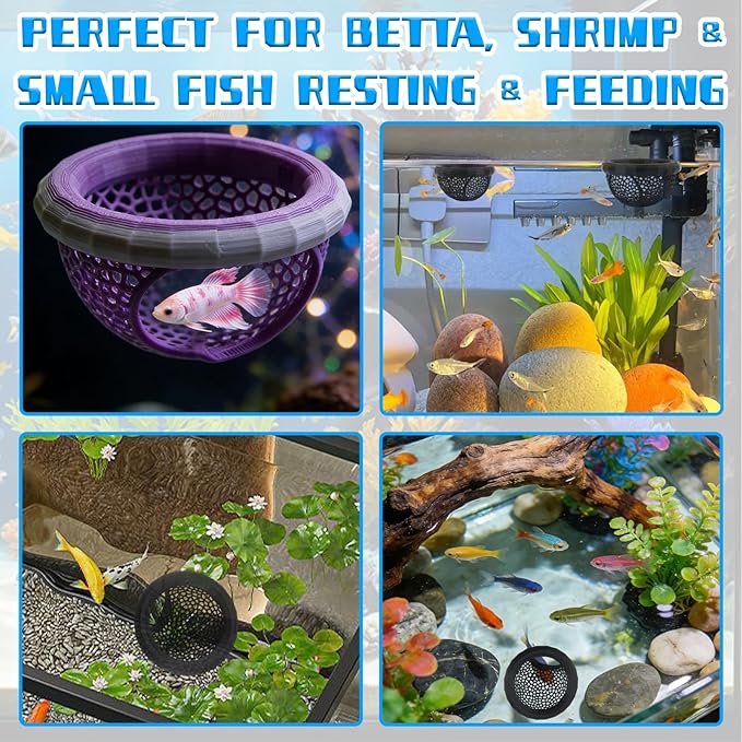 1PC Fish Feeding Ring - Floating Aquarium Feeder & Betta Fish Tank Ring, Black 2.63' 'Feeding Circle for Fish Tank Decor - Floating Betta Hammock & Fish Feeding Station Floating Hammock Shrimp Shelter