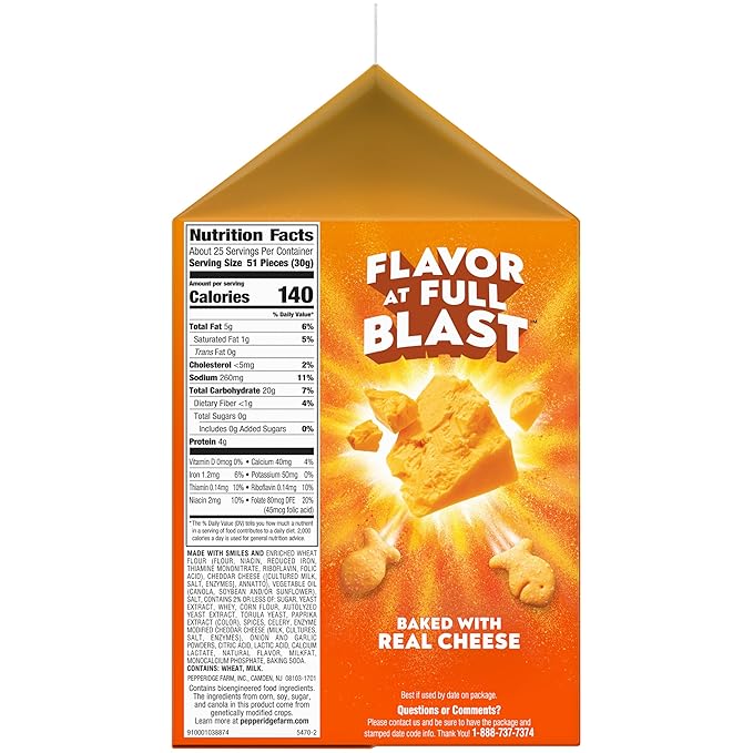 Goldfish Flavor Blasted Xtra Cheddar Cheese Crackers, 27.3 Oz Carton