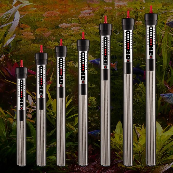 Aquatop 75W Aquarium Submersible Glass Heater – Fully Submersible for Fish Tanks Up to 20 Gallons, 68-93F Adjustable Temperature Range, Fresh & Saltwater Use, Aquarium Heaters, GH-75