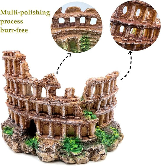M2cbridge Antique Roman Column Ruins European Castle Aquarium Decorations Fish Tank Hideout Rocks (Roman Column Ruins)