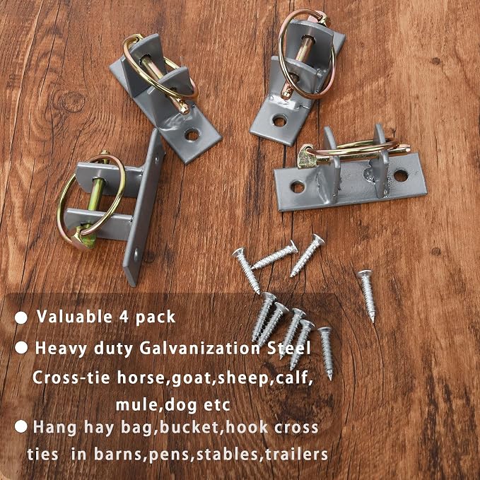 8 Pcs Water Bucket Hook with Pin Heavy Duty Wall Mounted Equestrian Bucket Hooks Hangers Horse Feed Bracket for Horse Stall Stable Barn,Silver