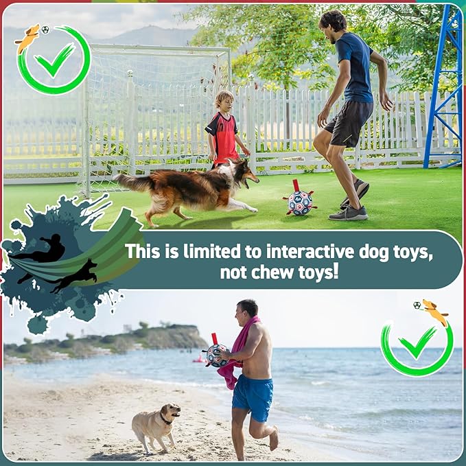 QDAN Dog Toys Soccer Ball with Straps:Durable Balls for Large Dogs, Outdoor Dog Toys, Puppy Birthday Gifts (8 Inch)