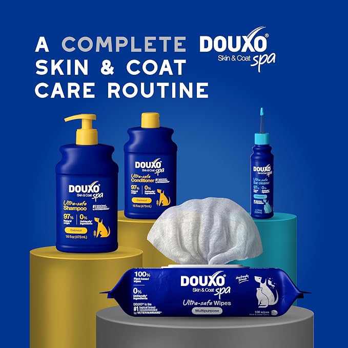 DOUXO SPA Dog Wipes for Paws, Butts, Tear Stains and General Cleaning, 100 Wipes, Multi-Purpose for Coat and Paws, Leaves the Coat and Skin Refreshed, Skin-Friendly Formula, Can Also be Used for Cats