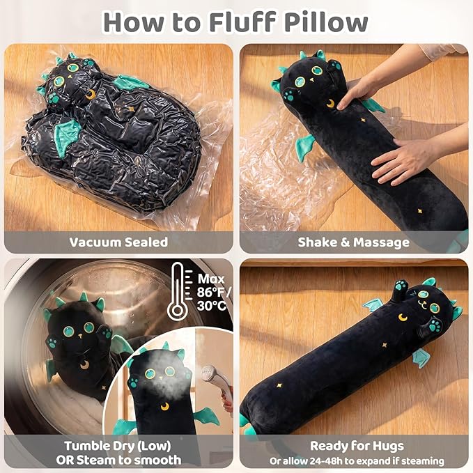 Mewaii Long Cat Plush, 5 Sizes, 120% Extra Filling Giant Plushness Kids Body Pillow, Kawaii Cute Big Eyes Stuffed Animal Plushie, Big Long Body Pillow Gift for Girls 36'