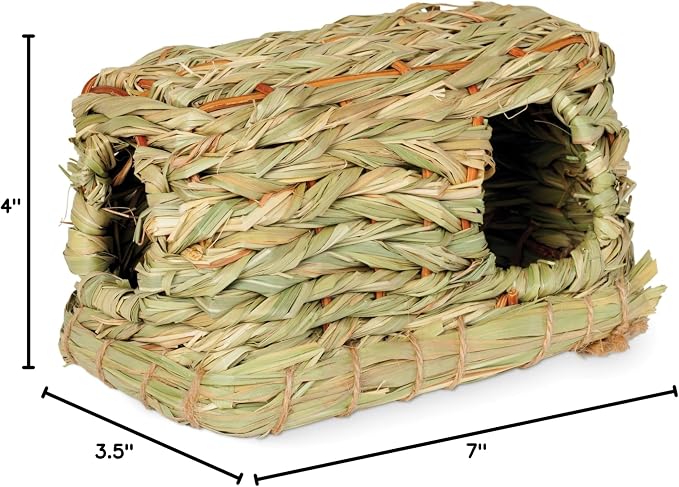 Prevue Pet Products Nature's Hideaway Grass Hut Small Animal Toy - for Mice, Gerbils, Hamsters, or Other Small Pets, Woven Hay & Grass, Natural Hide & Explore Toy - Small