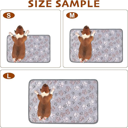 1 Pack 3 Blankets Fluffy Premium Fleece Soft Pet Blanket Flannel Throw for Cat Dog Puppy (Small 23x16'', Paw-Beige/Grey/Navy)