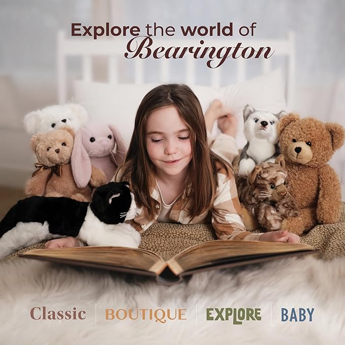 Bearington Lil' Tabby Orange Cat Stuffed Animal - 8" Realistic Tabby Kitten Plush Toy with Soft Fur and Lifelike Details for Toddlers and Feline Lovers - Adorable Cuddly Gift for Kids