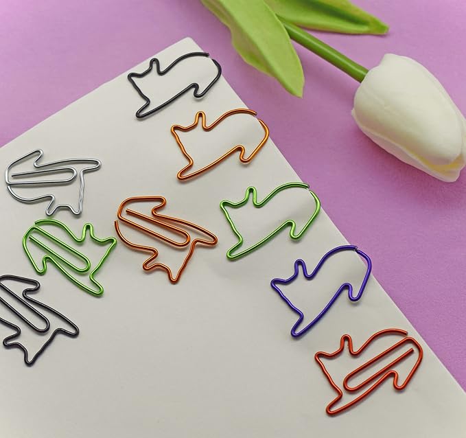 100 pcs Cat Paper Clips Cute Decorative Paperclips, Cat Lover Gifts for Women, Fun Office Supplies for Cat Lovers