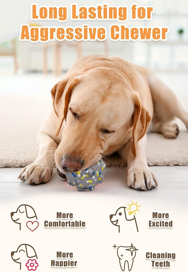 Moonorange Dog Tennis Balls for Aggressive Chewers, Indestructible Durable Bouncy Interactive Toy for Dogs Fetch Game Lightweight Floating Outdoor Training(4Pcs Medium)
