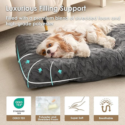 EHEYCIGA Washable Medium Dog Bed for Crate 29x21 Inch, Reversible Kennel Pad for Dogs Weight Up to 35 lbs, Plush and Comfy Pet Sleeping Mat, Charcoal
