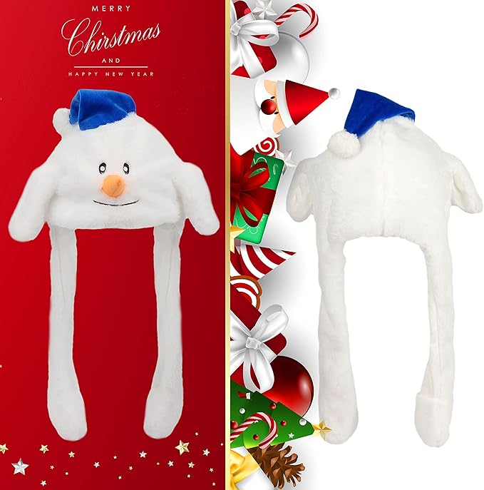 Bubblepompom Animal Hat with Ears Moving Jumping Pop Up Beating Hat Plush Holiday Cosplay Dress Up Funny Gift for Kids