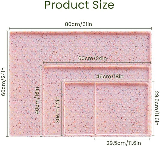 Ptlom Dog Food Mat Anti-Slip Dog Bowl Mats for Food and Water, Waterproof Pet Placemat Prevents Messy Spill to Floor, Silicone Puppy Feeding Tray for Small, Medium and Large Dogs Cats, Pink
