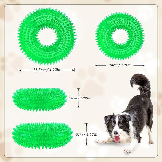 Andiker Squeaky Dog Toy, Safe TPR Chewable Dog Toys for Teeth Grinding&Cleaning Dog Fetch Toys for Enhancing Interactivity Outdoor Suitable for All Dog Sizes Puppy’s and Dogs (Large Green)
