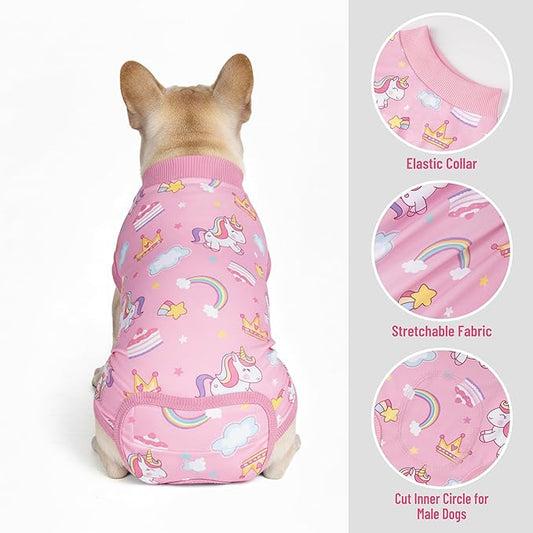 cyeollo Recovery Suit for Dogs Surgery Suit Female Spay Soft Pet Onesie Bodysuit After Sugery Male Dog Neuter Pet Clothes Small Dogs Surgical Recovery Shirt, Unicorn XS