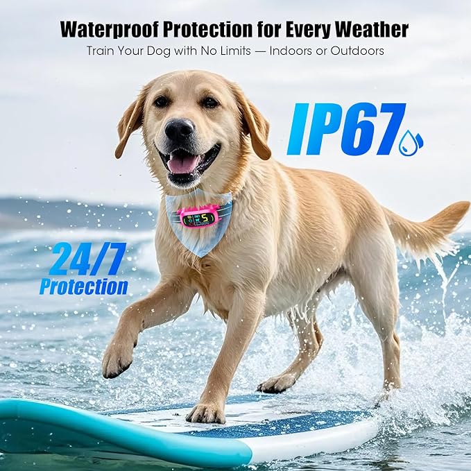 Smart AI Bark Collar for Large Medium Small Dogs, Anti Barking Device with 5 Work Modes, Exclusive Forced Bark-Stopping, Rechargeable IP67 Waterproof Bark Collar with 5 Sensitivity (Hot Pink)