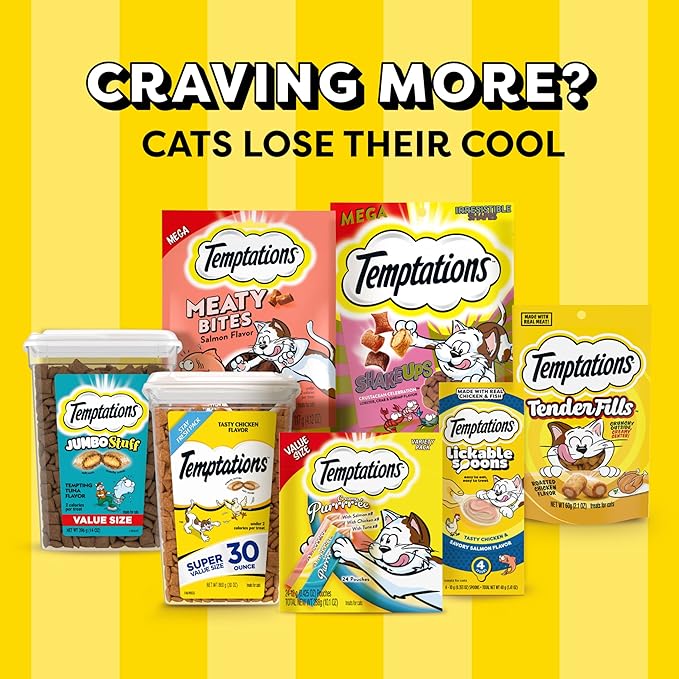Temptations Cat Treats MixUps Surfer's Delight, Tuna, Shrimp, Salmon Flavor, Crunchy and Soft Cat Treats, 30 oz. Tub