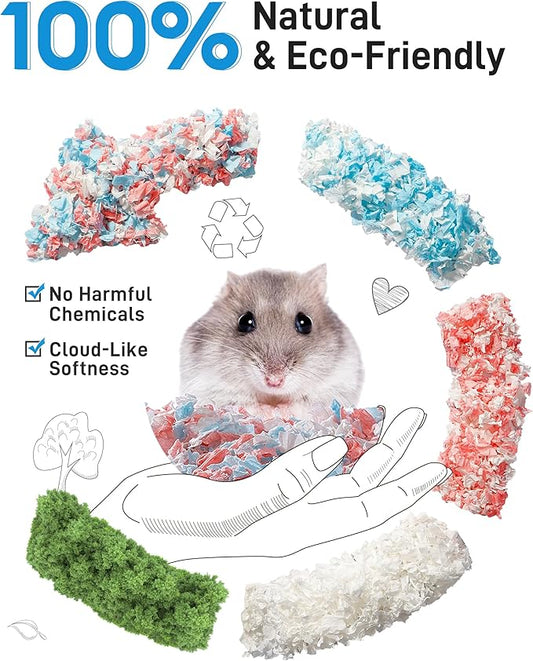 BUCATSTATE Hamster Bedding 101L, 99% Dust-Free Guinea Pig Bedding Odor Control Paper Bedding, Cozy Small Animal Bedding for Rabbit Rat Syrian Dwarf Hamsters Gerbils (Blue)