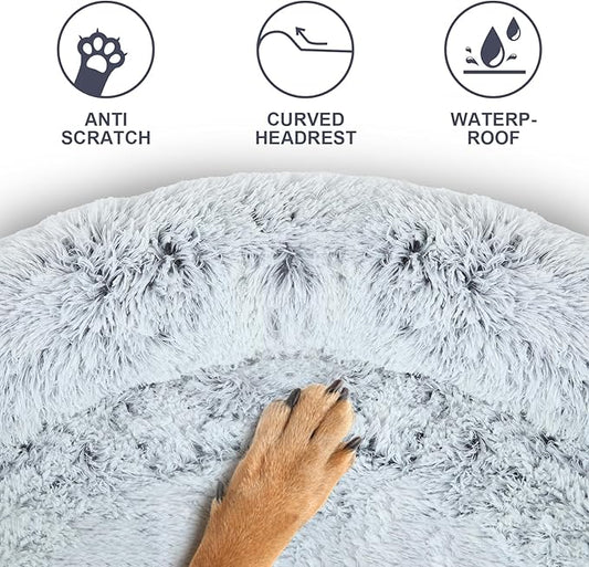 Luxurious Dog Couch Bed Protector for Dogs Memory Foam, Removable Fluffy Plush Pet Couch Cover for Dogs Washable, Calming Dog Sofa Beds, Waterproof Couch Protector, Pet Beds Mats for Couch(L)