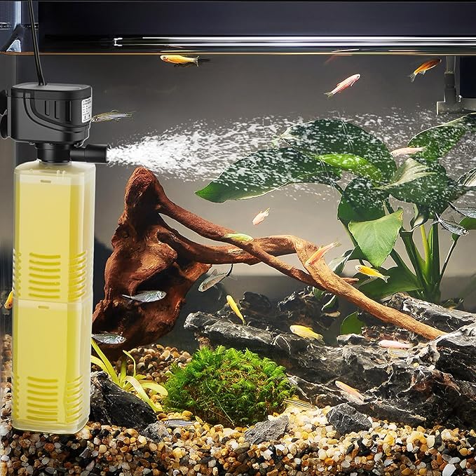 320 GPH Aquarium Filter lnternal Submersible Pump for 40 to 100 Gal Tanks ,Wave maker 4 in 1 ,Biochemical Filtration Powerful Pump/Pond Clear