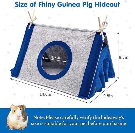 Fhiny Guinea Pig Hideout, Washable Guinea Pig Hideaway 14.6"x 9.8"x 8.3" Removable Triangular Bunny Tent Small Animal Bed for Bunnies Chinchillas Hedgehogs to Rest and Hide