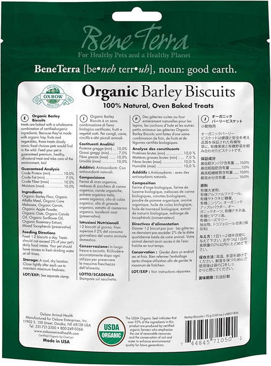 Oxbow Organic Rewards Barley and Hay Biscuit Treats for Rabbits, Guinea Pigs, Chinchillas, and Small Pets Green 2.64 Ounce (Pack of 2)