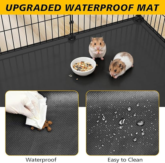 XiaZ Small Animal Playpen with Waterproof PVC Mat and 2 Doors, 35.4" L x 23.6" W x 23.6" H Guinea Pig Cages, 31 Panels C&C Cage for Guinea Pigs,Rabbit,Bunny,Hedgehogs,Chicken Puppy Indoor Outdoor