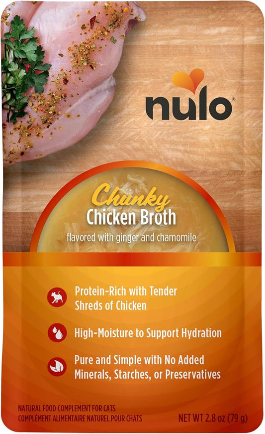 Nulo FreeStyle Cat Broth Pouches - Chunky Chicken, High-Protein Wet Cat Food Topper, Soup-Like Treat for Indoor & Outdoor Kittens and Adults, 24x2.8oz
