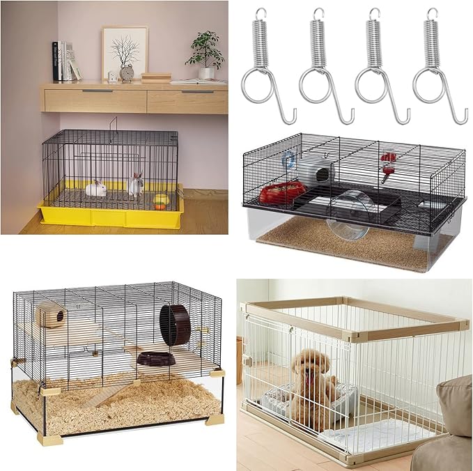 Anxingo 30 Pcs Spring Cage Latch Door Spring Hook Metal Finger for Fixing Rabbit, Dog, Cat, Birds,Rodents, Guinea Pig, Hamster, Parrot Hedgehog Cage Door