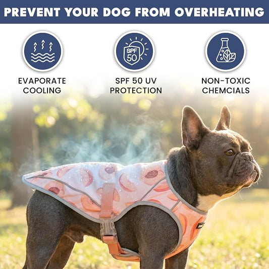 Spark Paws Dog Cooling Vest - SPF 50 UV Sun Protection - Summer Heat Relief Gear for Dogs, Lightweight, Evaporative Cooling - Dog Anxiety Relief Vest During Hot Days - Peaches - Size L